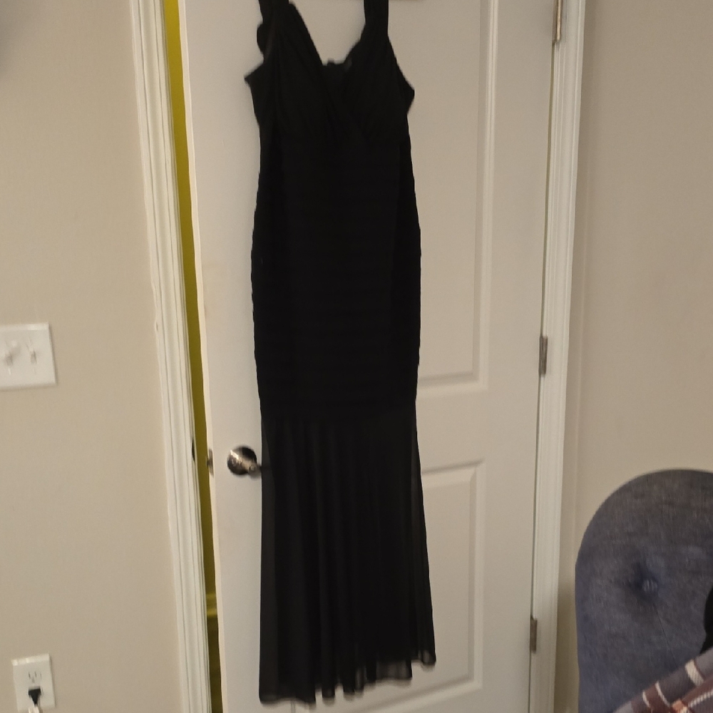 R&M Richards Black Sleeveless Maxi Gown